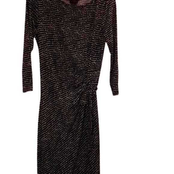 Ann Taylor Black/white Pebble Print 3/4 Sleeve Wrap Midi Dress Size M - Picture 6 of 7